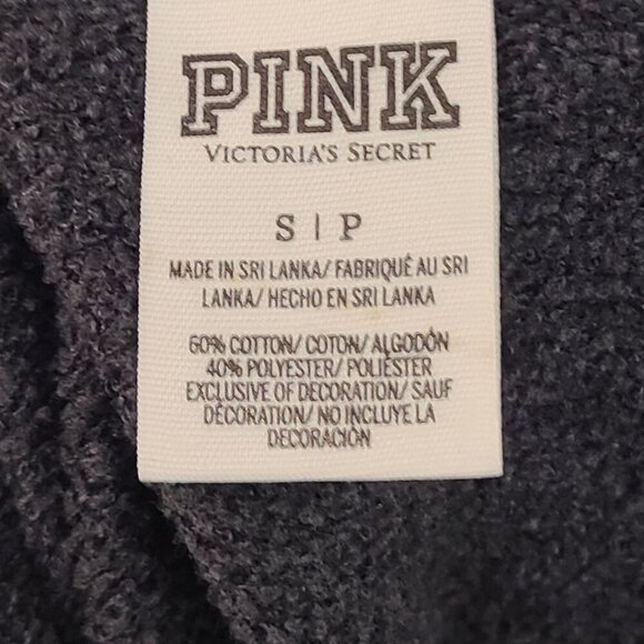 PINK Women's Long Sleeve Hooded Sweatshirt Gray Size S - Picture 6 of 6